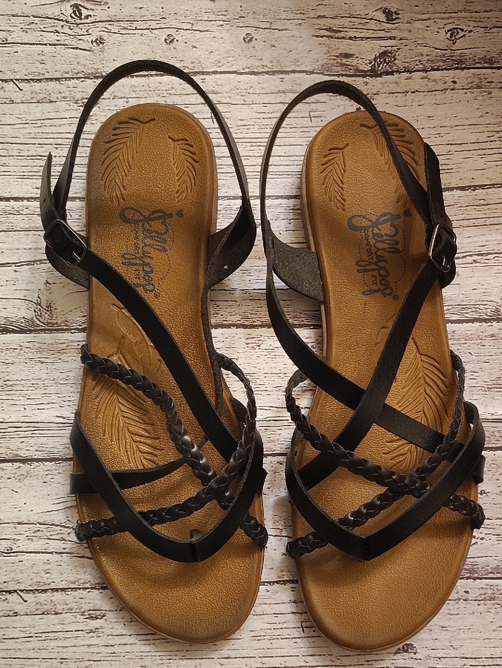 JellyPop Black Braided Strappy Sandals